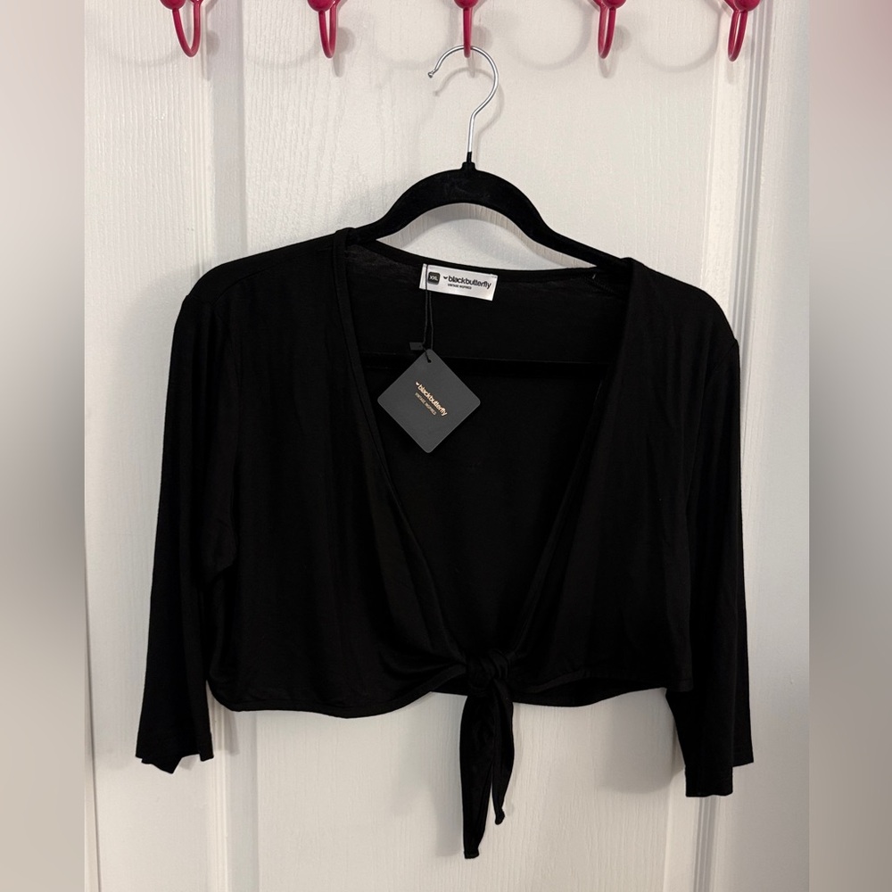 Black Tie-Front Shrug
